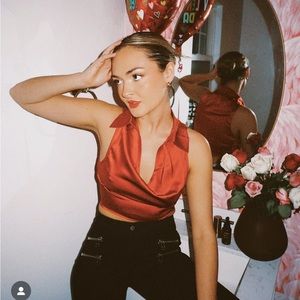 Silk Maison red silk crop top